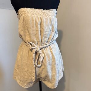 By Together High Waist Cream Romper L cotton